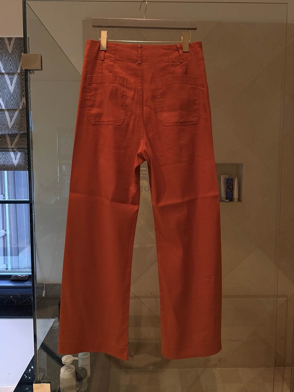 Anthropologie Maeve Colette Linen Dark Orange Pants 30” inseam - Picture 2 of 4